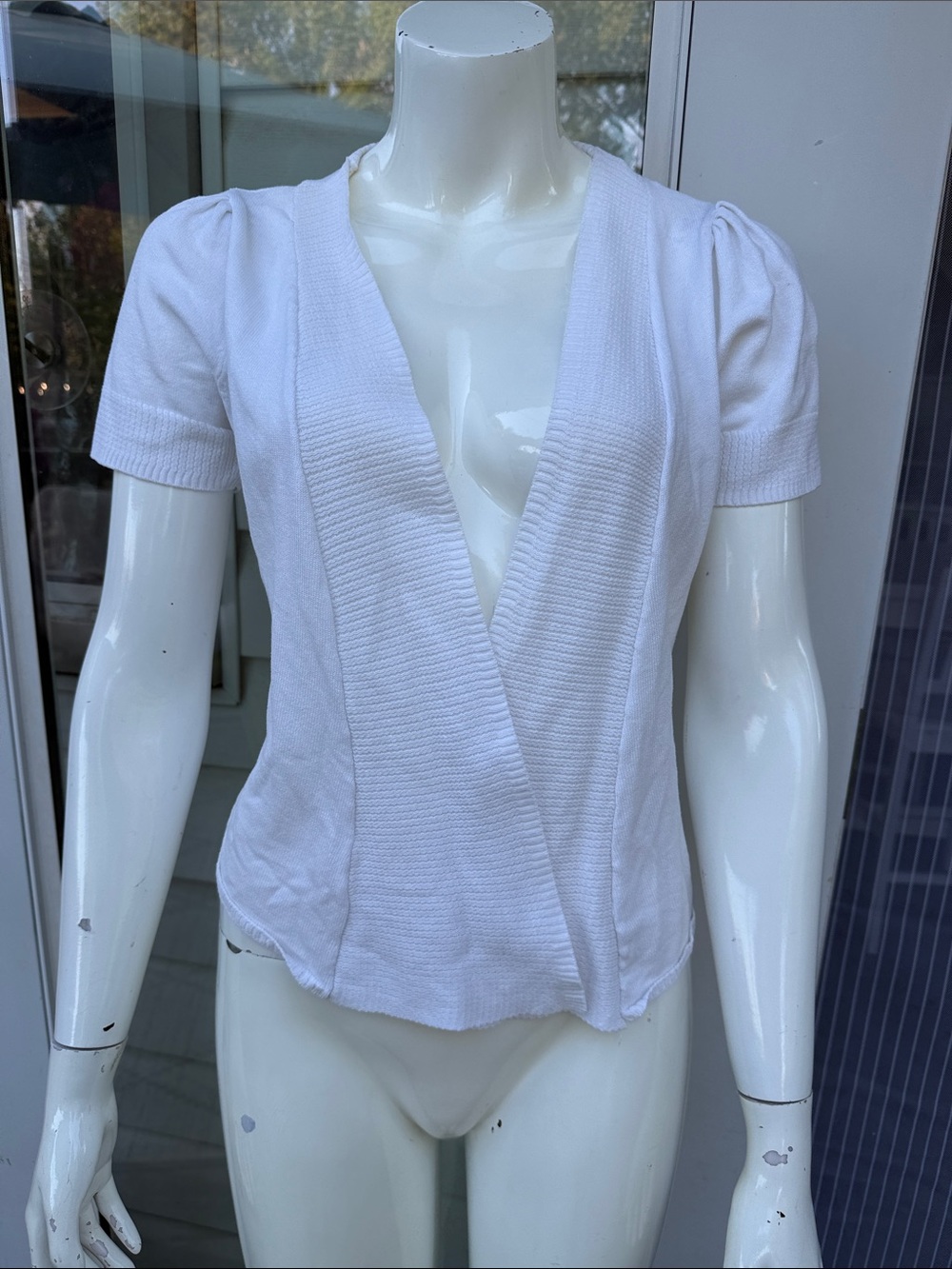 Impress 90s VTG White Short-Sleeve Knit Wrap Top - Women